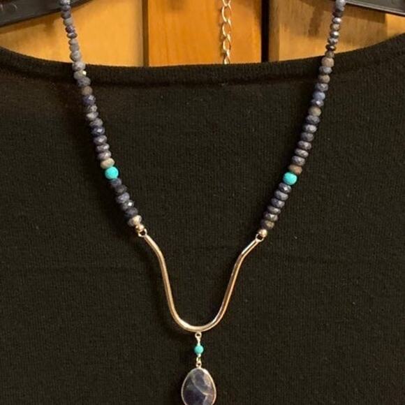 Jay King Sterling Silver, Blue Sapphire and Turquoise Necklace - Picture 1 of 5